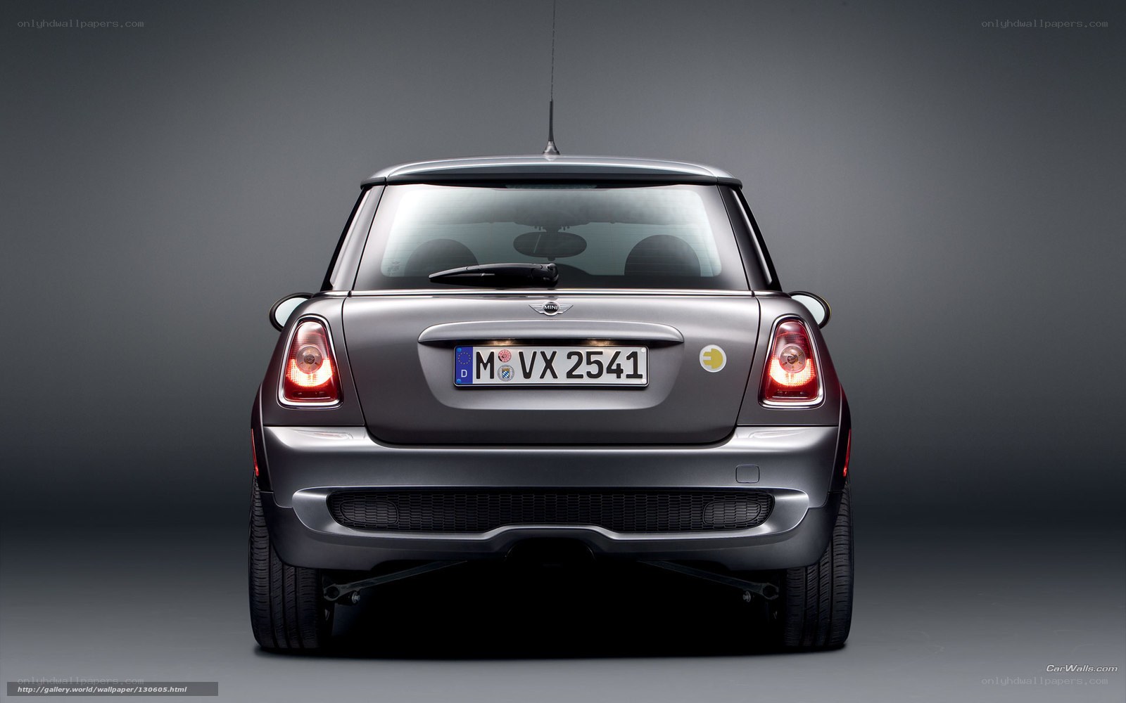silver mini cooper rear view