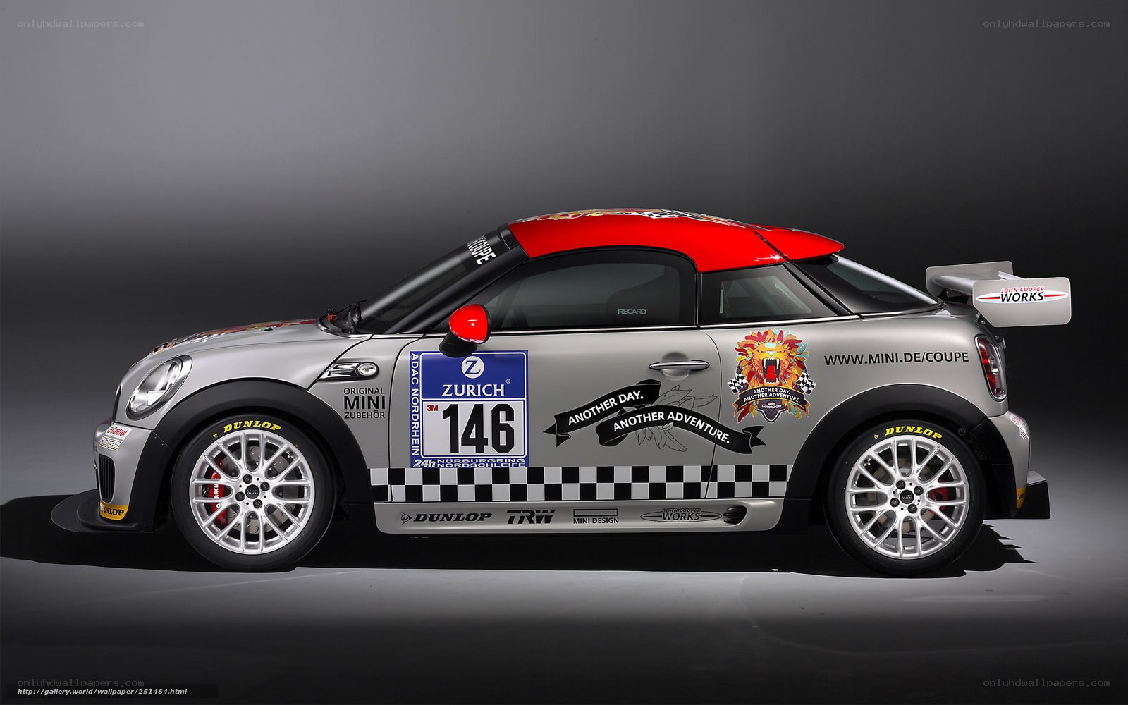 Silver MINI Coupe race car