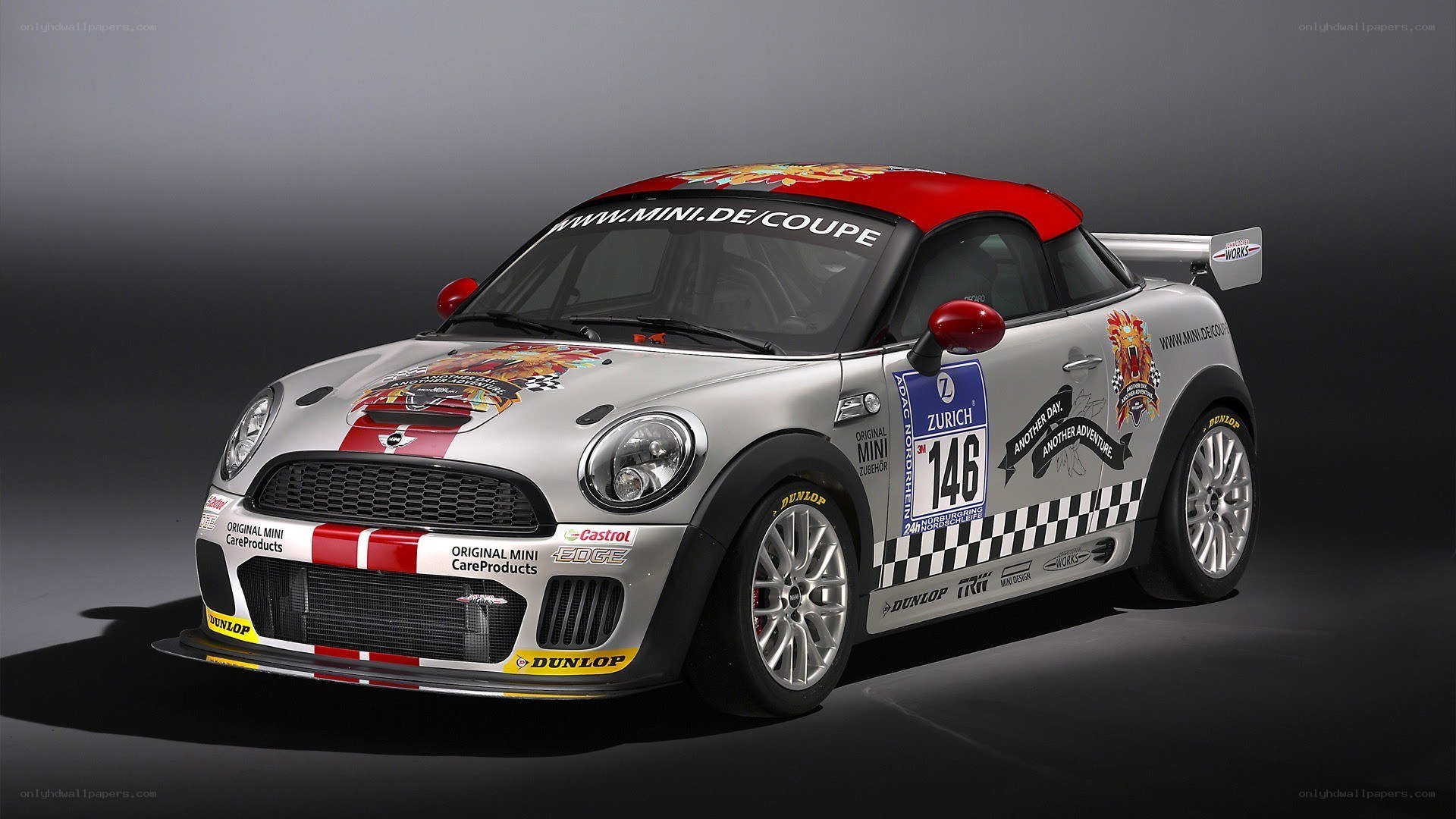 silver mini coupe race car