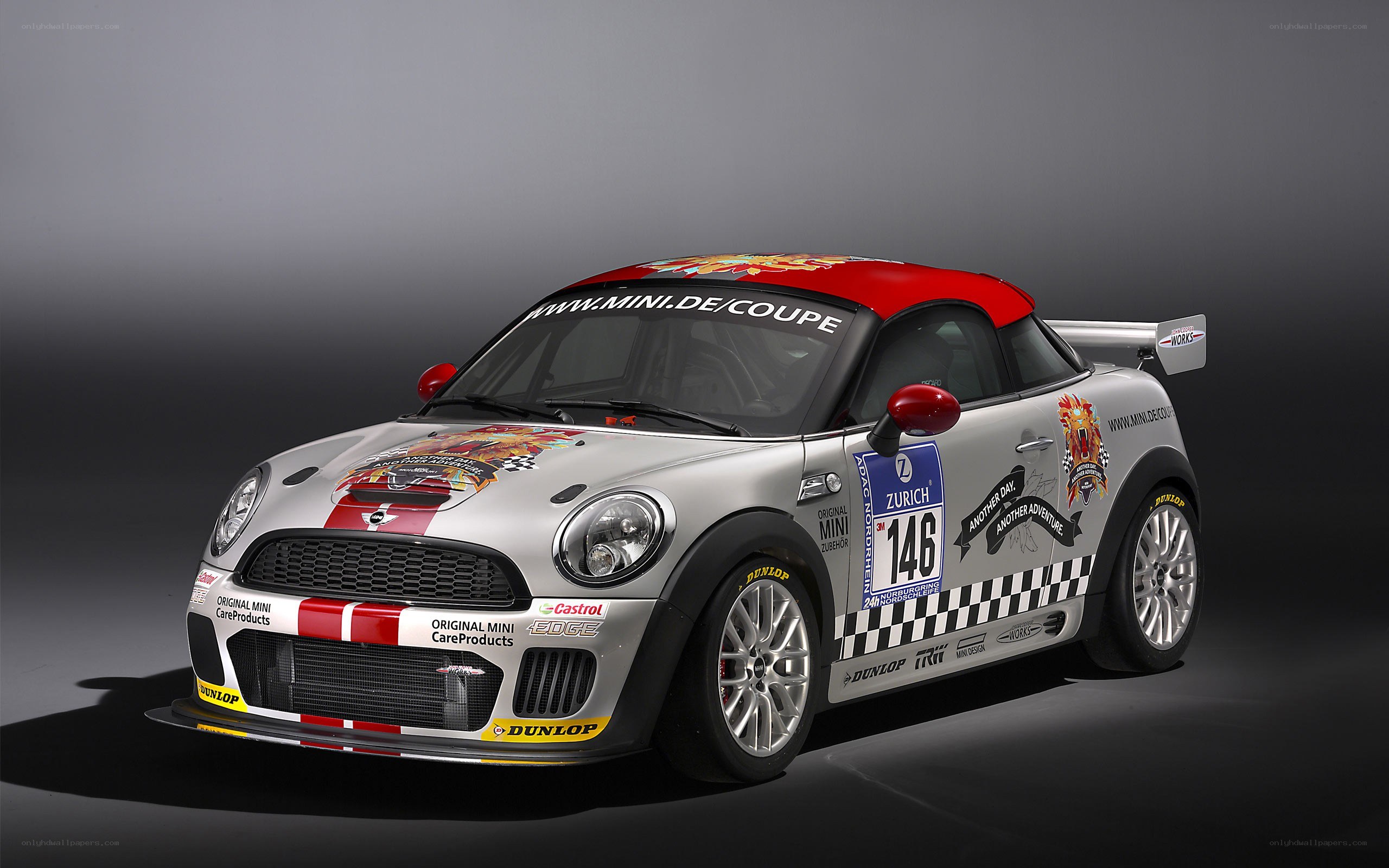 Silver MINI Coupe race car