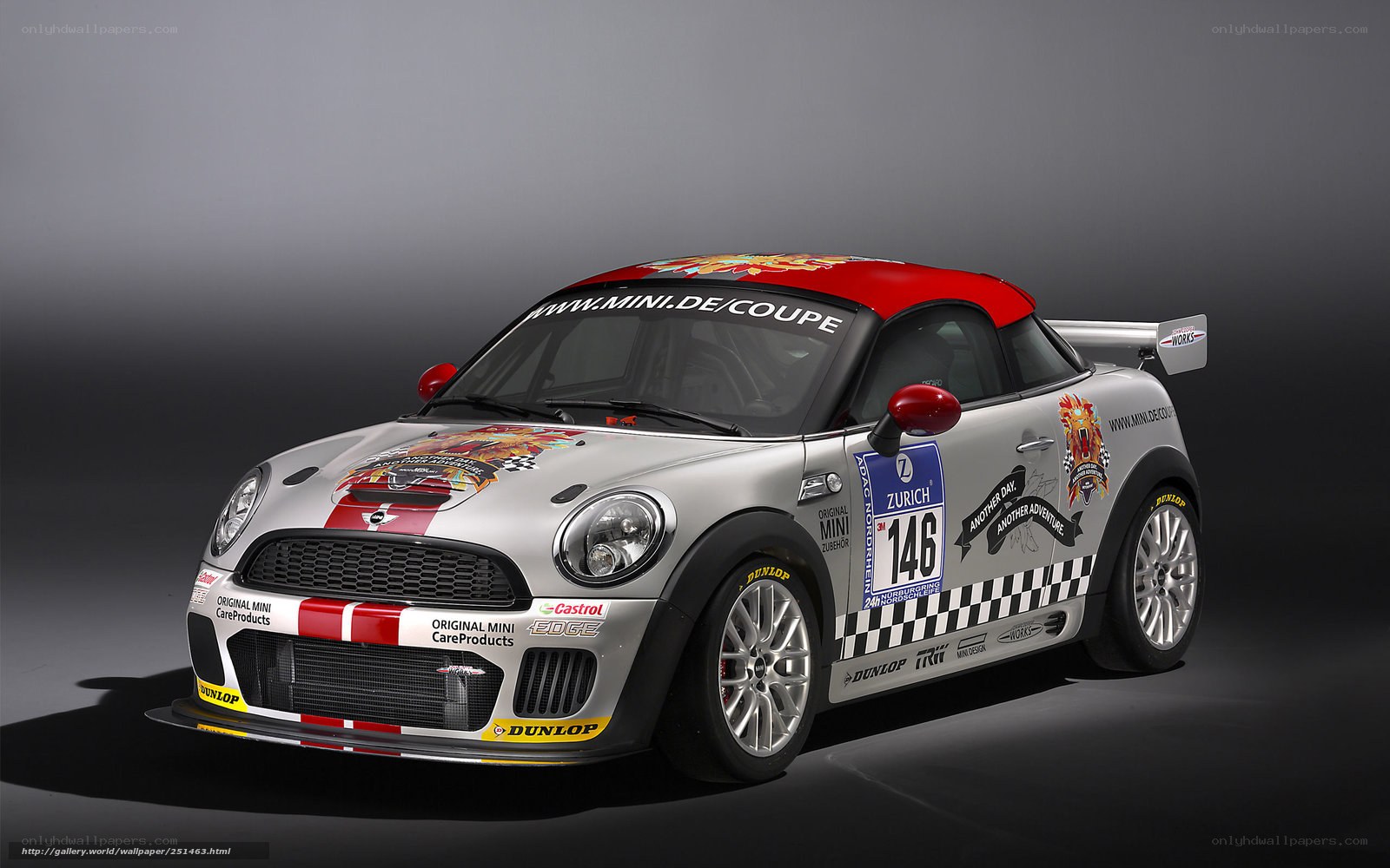 Silver MINI Coupe race car