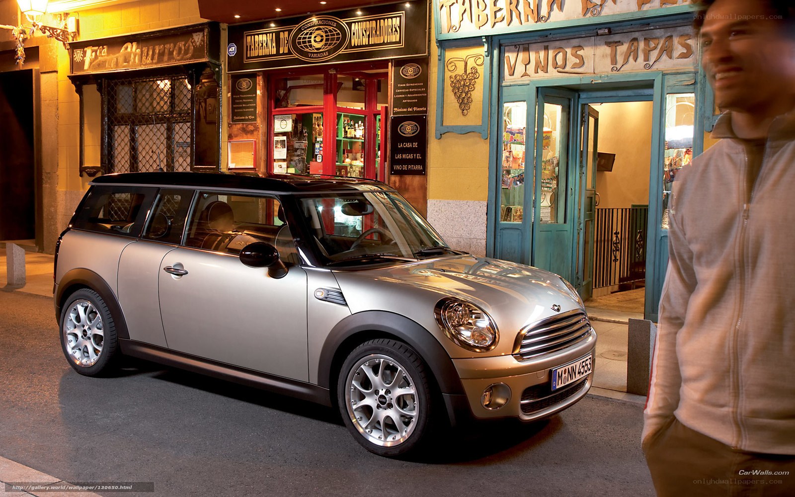 Silver MINI parked on a street