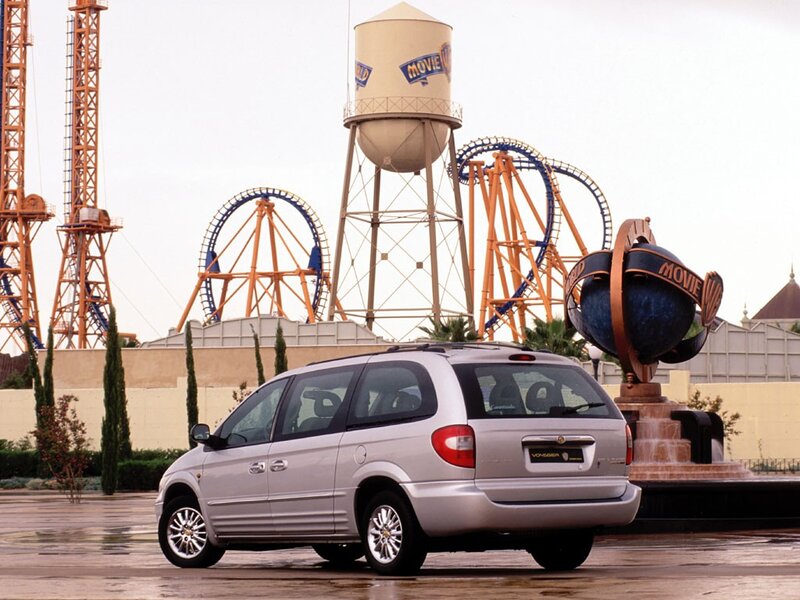 Silver minivan at movie park