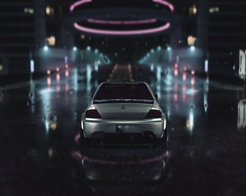 Silver Mitsubishi Lancer — Black
