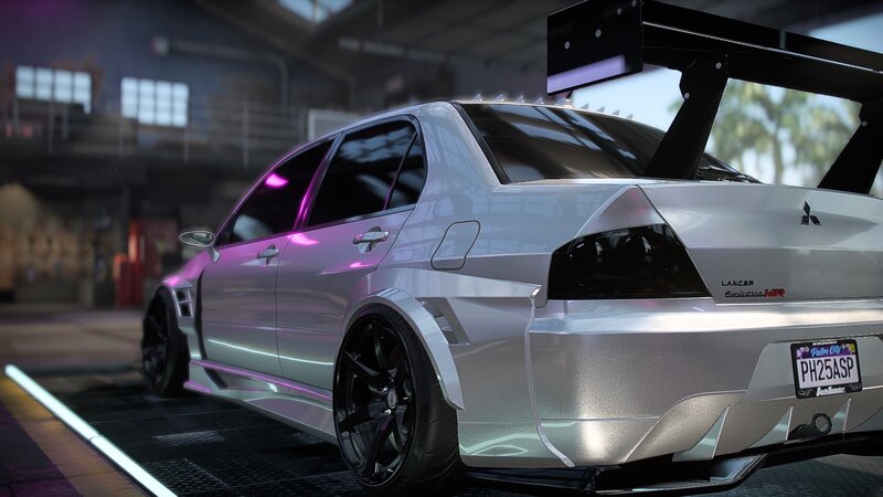 Silver Mitsubishi Lancer — Dramatic, Night, 3d Render