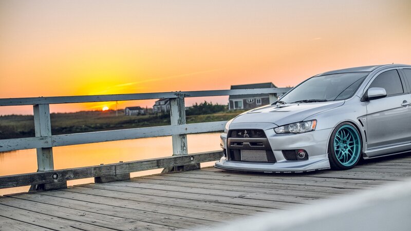 Silver Mitsubishi Lancer — Orange