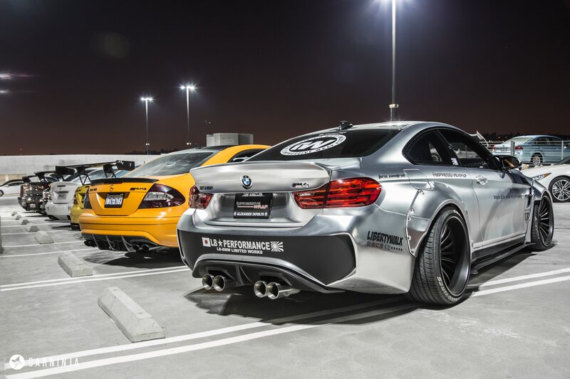 Silver Modified BMW Car — Dramatic, Night, Photograph