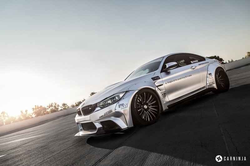 Silver Modified BMW Car — Dramatic, Sunrise