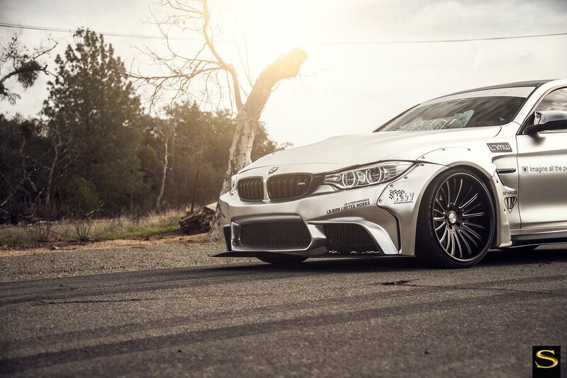Silver Modified BMW Car — White