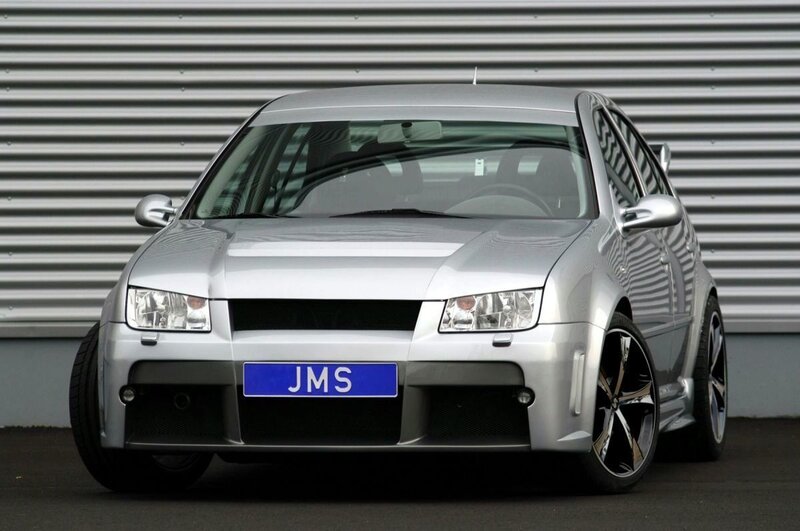 silver modified car front view