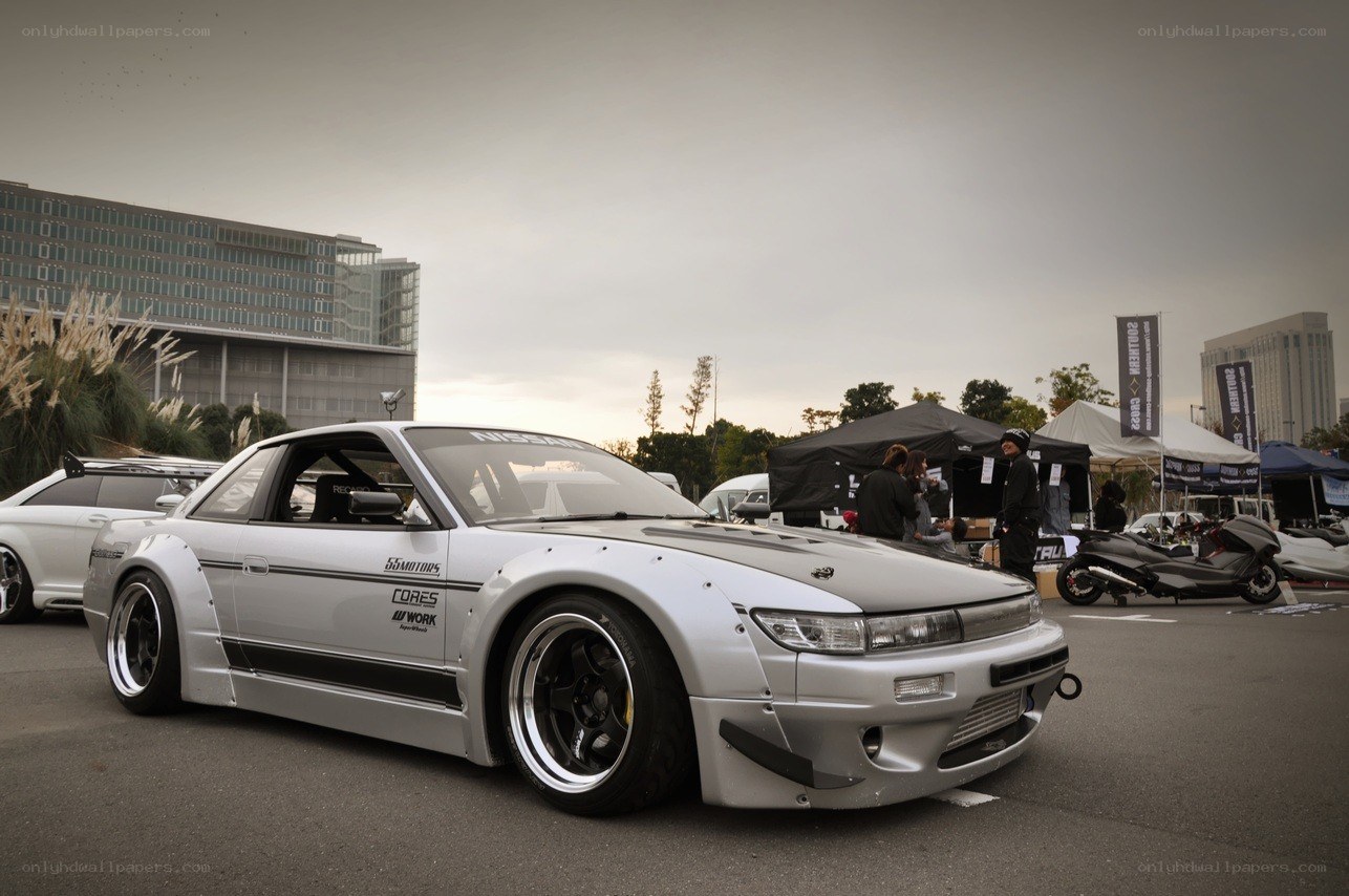 Silver modified Nissan S13