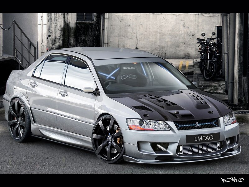 Silver Modified Sedan — Dramatic, Digital Art, Motorcycle