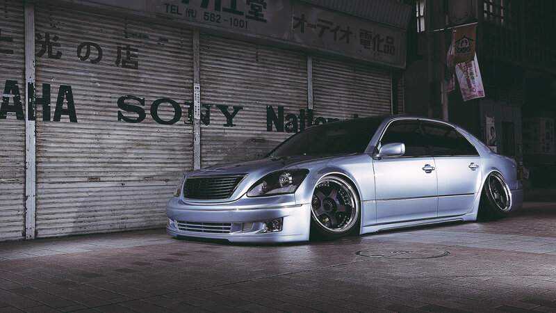 Silver Modified Sedan — Dramatic, Night