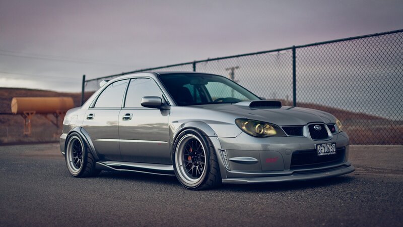 Silver Modified Sedan — Gray, Dramatic, Sunset, Photograph