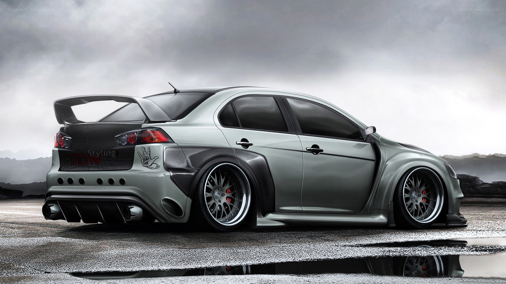 silver modified sports car