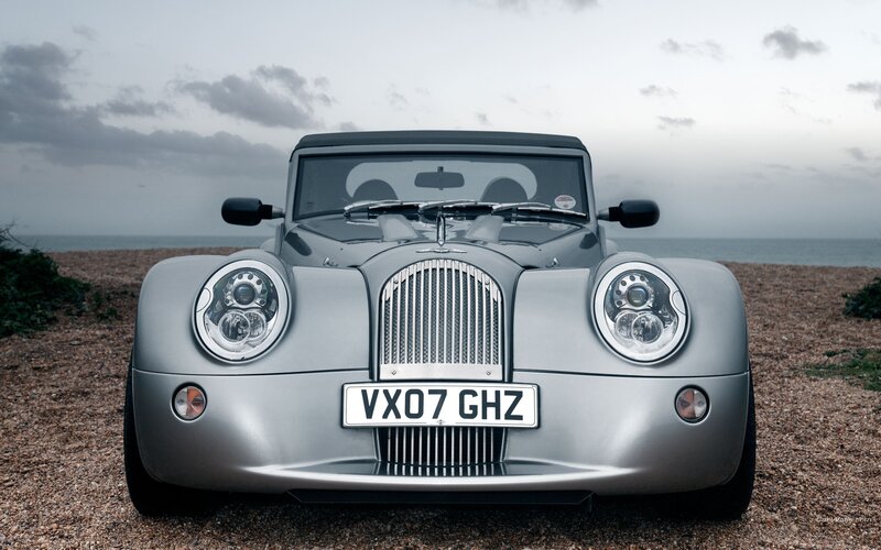 Silver Morgan Plus 8 on a pebble beach