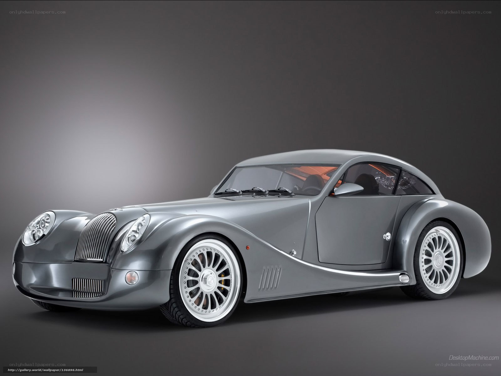Silver Morgan Plus 8 sports car