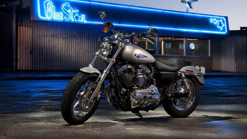 Silver Motorcycle — Blue, Dramatic, Night, Photograph