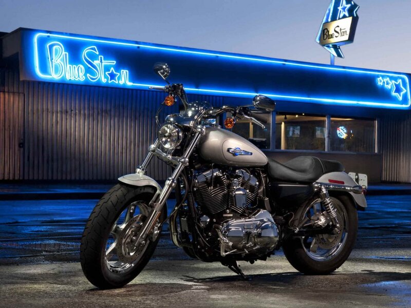 Silver Motorcycle — Blue, Dramatic, Night
