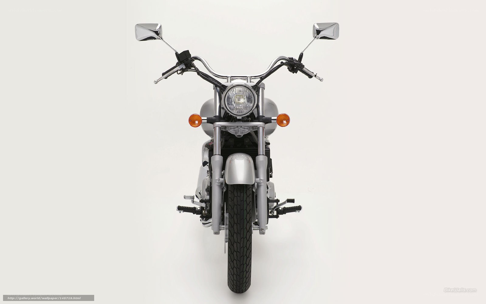 silver motorcycle front view