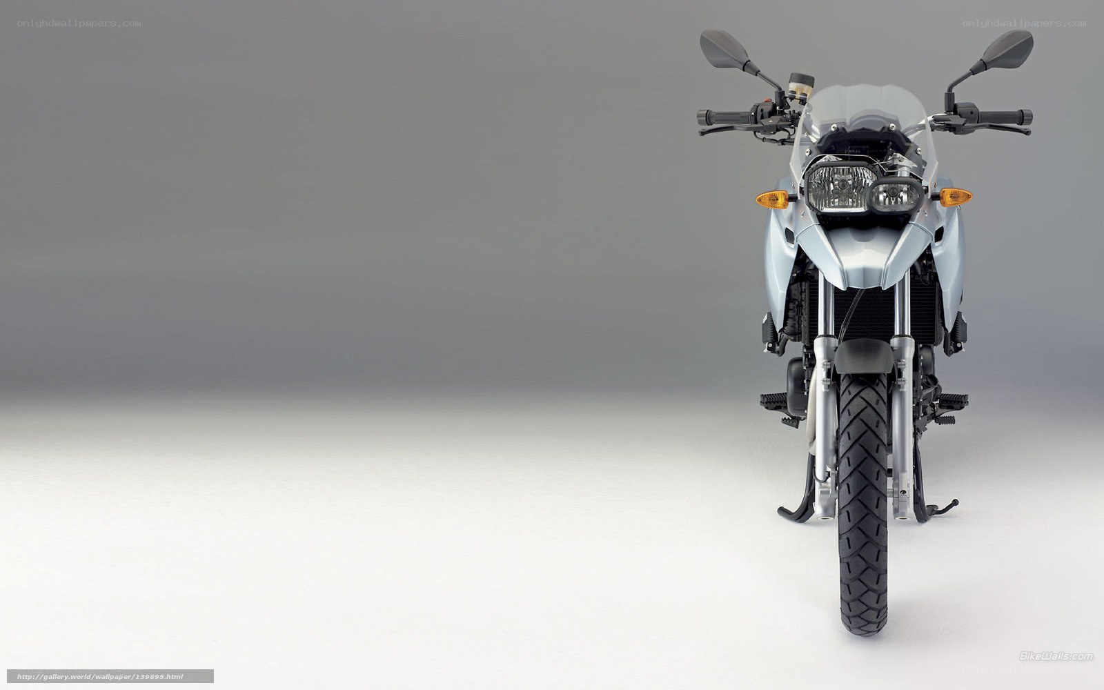 silver motorcycle front view