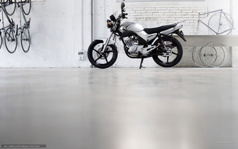 Silver motorcycle in garage