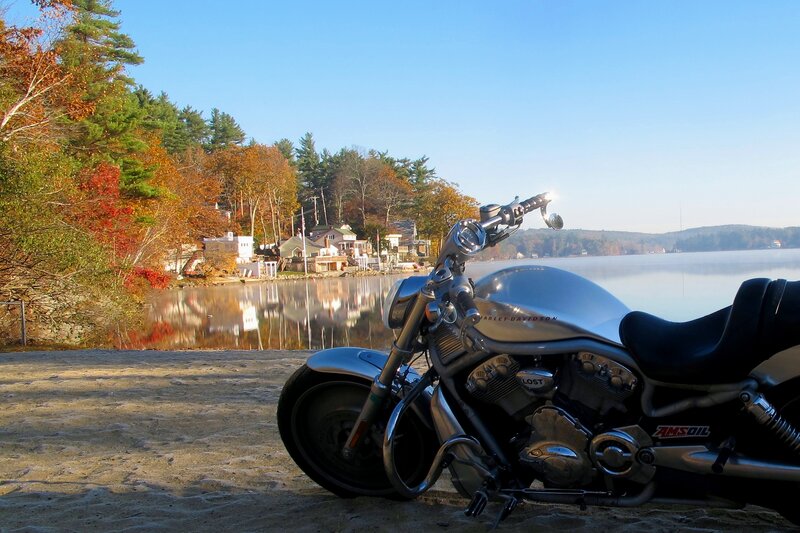 Silver Motorcycle on Shore