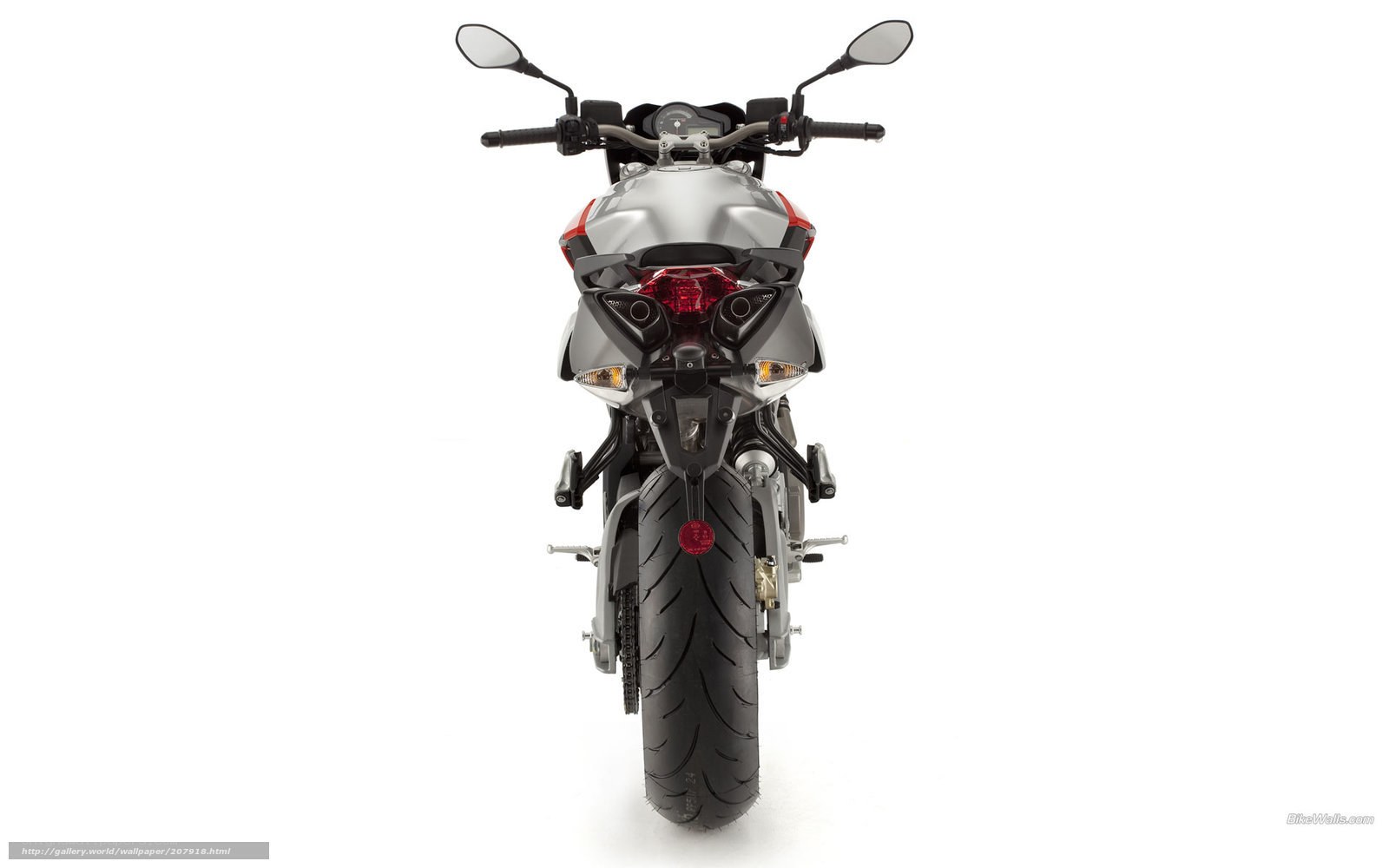 silver motorcycle rear view
