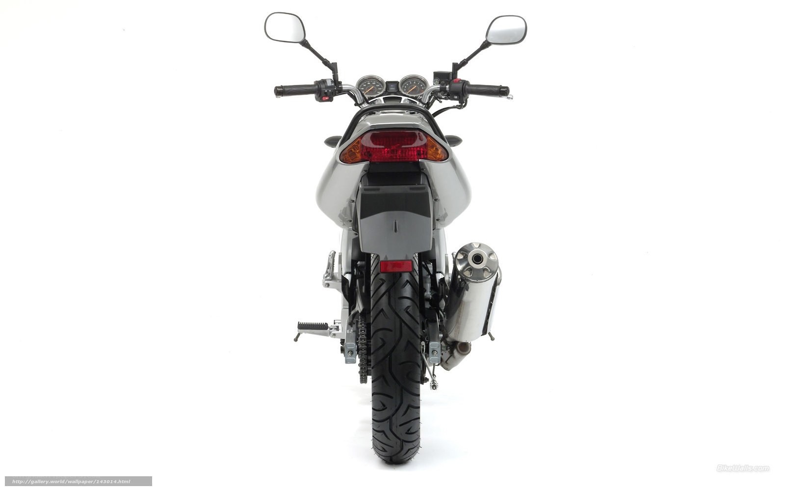 silver motorcycle rear view