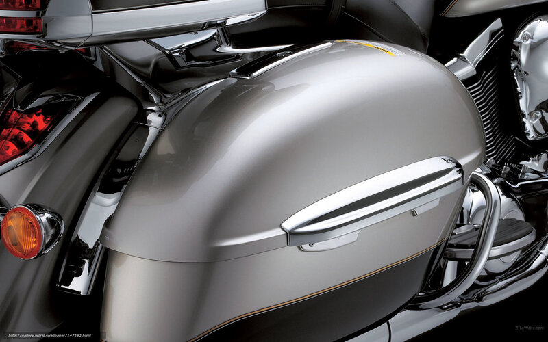 silver motorcycle saddlebag