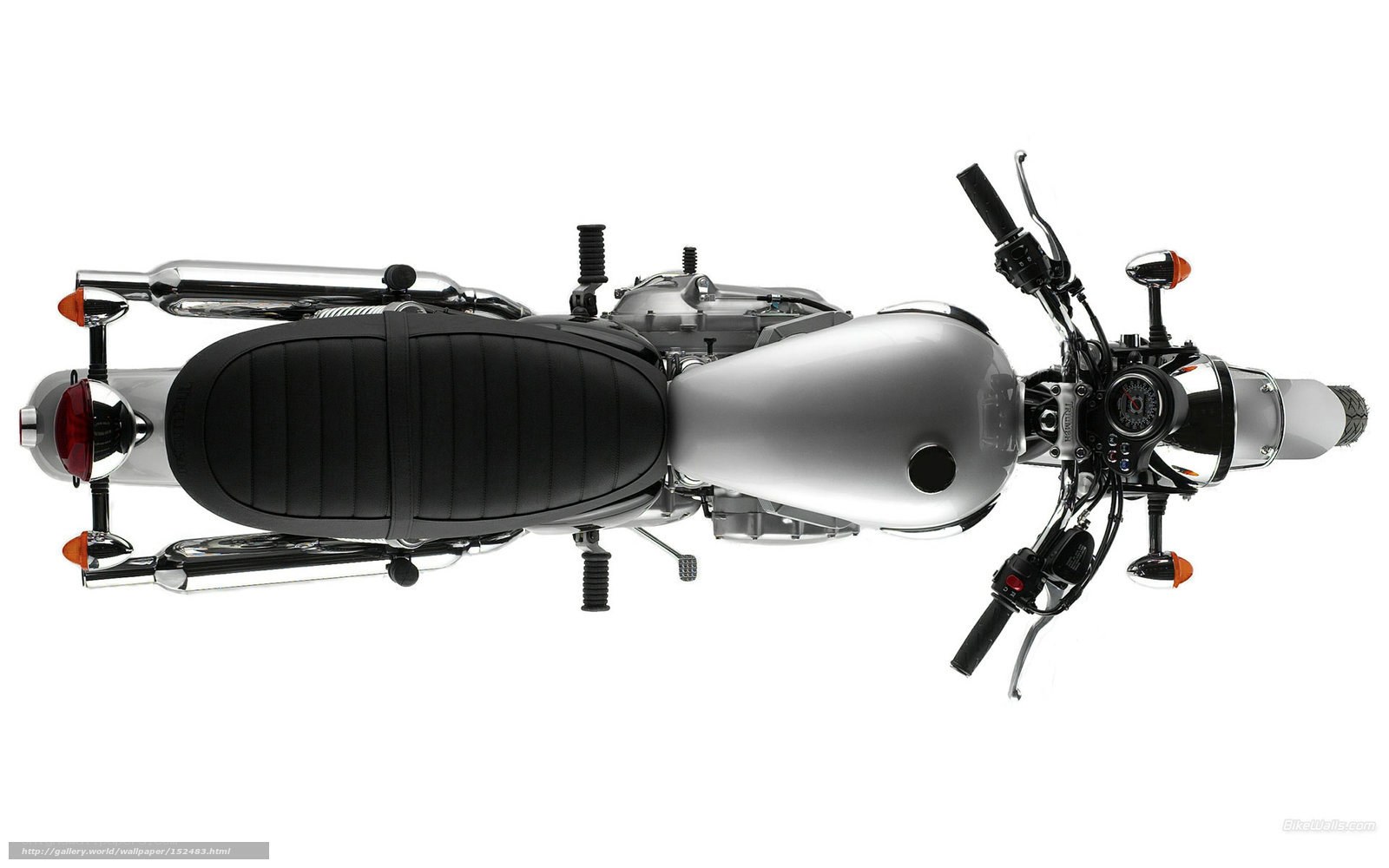 silver motorcycle top view