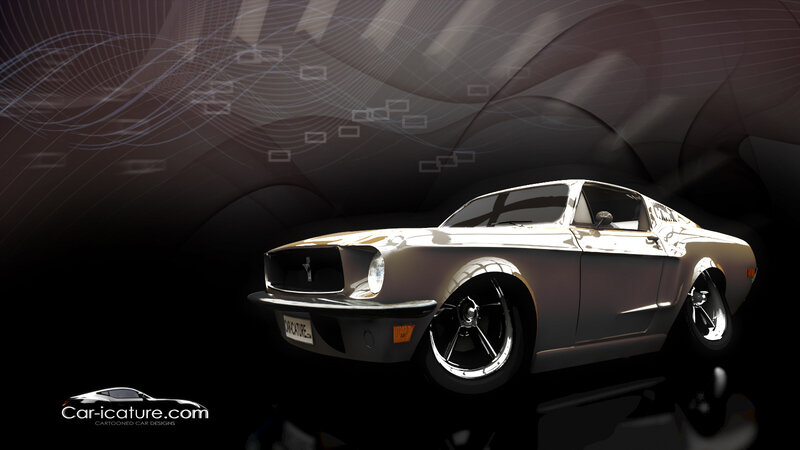 Silver Muscle Car — Black, Dramatic, Digital Art