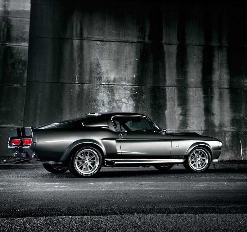 Silver Muscle Car — Black, Dramatic, Photograph