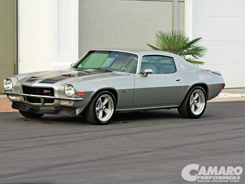 Silver Muscle Car — Calm, Afternoon, Photograph, Building, Palm Tree