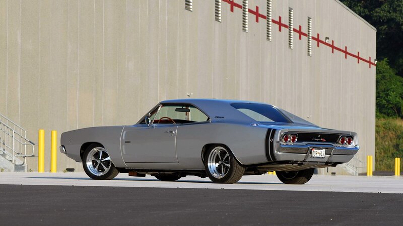 Silver Muscle Car — Calm, Afternoon, Photograph, Building, Yellow Bollards