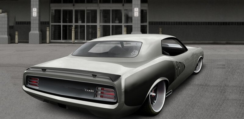 Silver muscle car concept