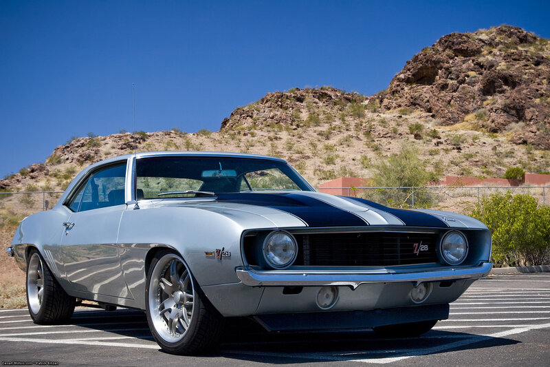 Silver Muscle Car — Dramatic, Afternoon, Photograph, Mountain