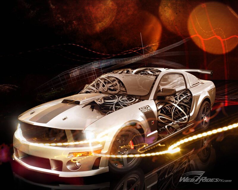 Silver Muscle Car — Dramatic, Digital Art