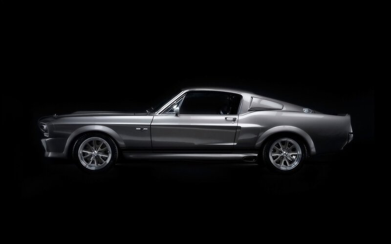 Silver Muscle Car — Dramatic, Photograph, Black Background