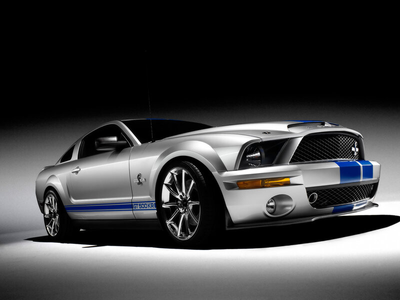 Silver Muscle Car — Dramatic, Photograph, Blue Stripes, Chrome Wheels