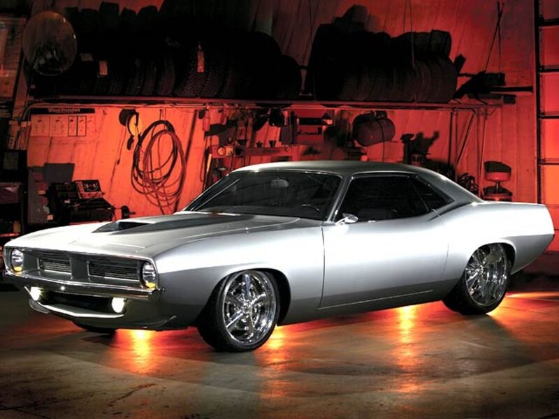 Silver Muscle Car — Dramatic, Photograph, Garage
