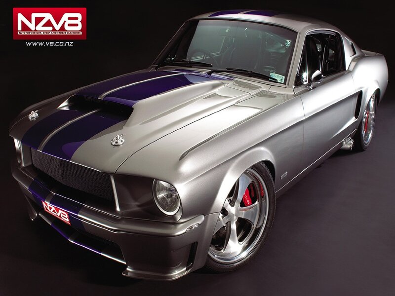 Silver Muscle Car — Dramatic, Photograph, Purple Stripes