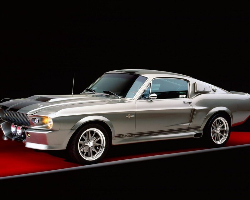Silver Muscle Car — Dramatic, Photograph, Red Carpet, Black Background, Chrome Wheels
