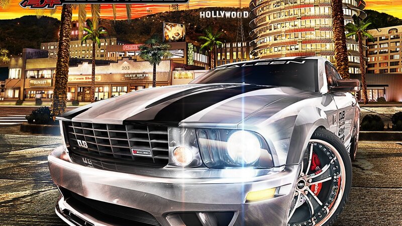Silver Muscle Car — Dramatic, Sunset, Digital Art, Palm Trees