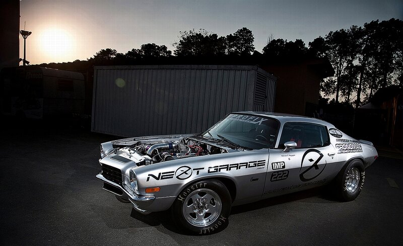 Silver Muscle Car — Dramatic, Sunset, Photograph, Engine
