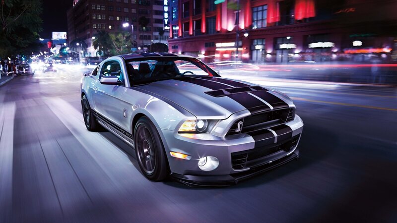Silver Muscle Car — Dynamic, Night, Photograph, City Street