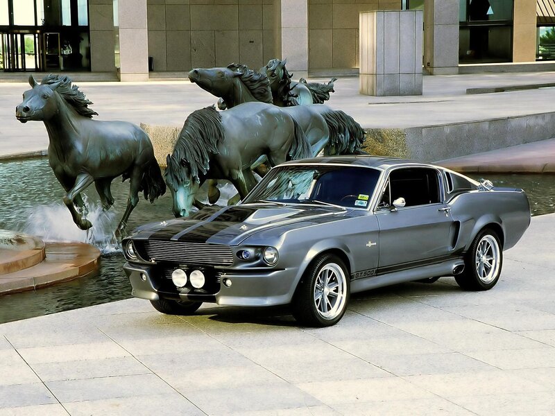 Silver Muscle Car — Gray, Dramatic, Afternoon, Photograph, Horses Sculpture