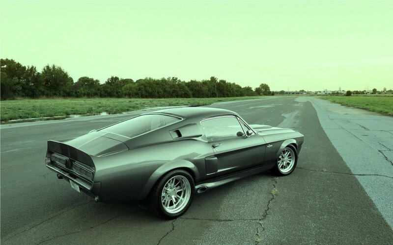 Silver Muscle Car — Gray, Dramatic, Afternoon, Photograph, Road, Trees