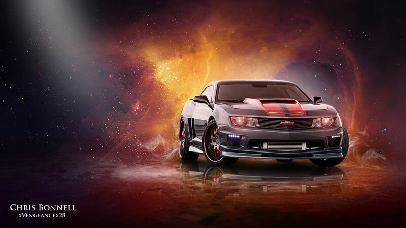 Silver Muscle Car — Gray, Dramatic, Digital Art