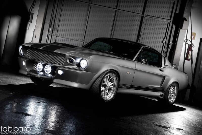 Silver Muscle Car — Gray, Dramatic, Night, Photograph, Garage